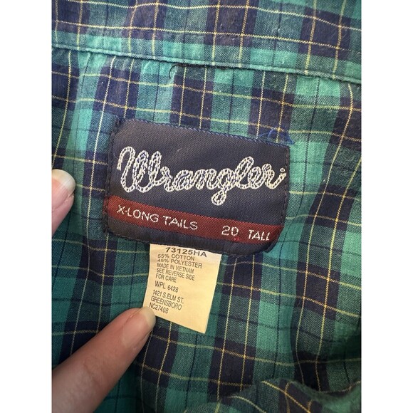 Wrangler Shirt Adult Large Blue Teal Casual Cowboy Rodeo Mens Western Pearl Snap - Picture 8 of 8